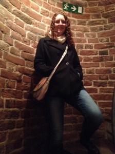 Rachel on the winding stone staircase in St. Basil's