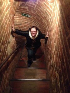 Climbing the winding stairs of St. Basil's