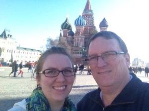 With Dad in front of St. Basil's in Red Square